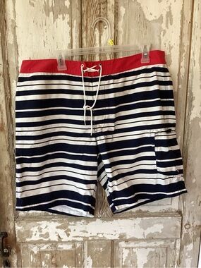 J.Crew Board Shorts Men's 36 Blue White Nylon Striped - Great used condition!